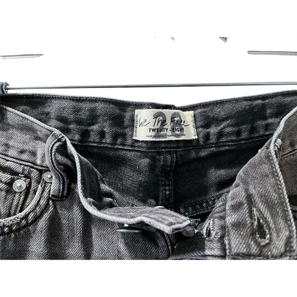 We The Free People Black Distressed Denim Jean Shorts Size 28 Western Casual - Picture 3 of 6